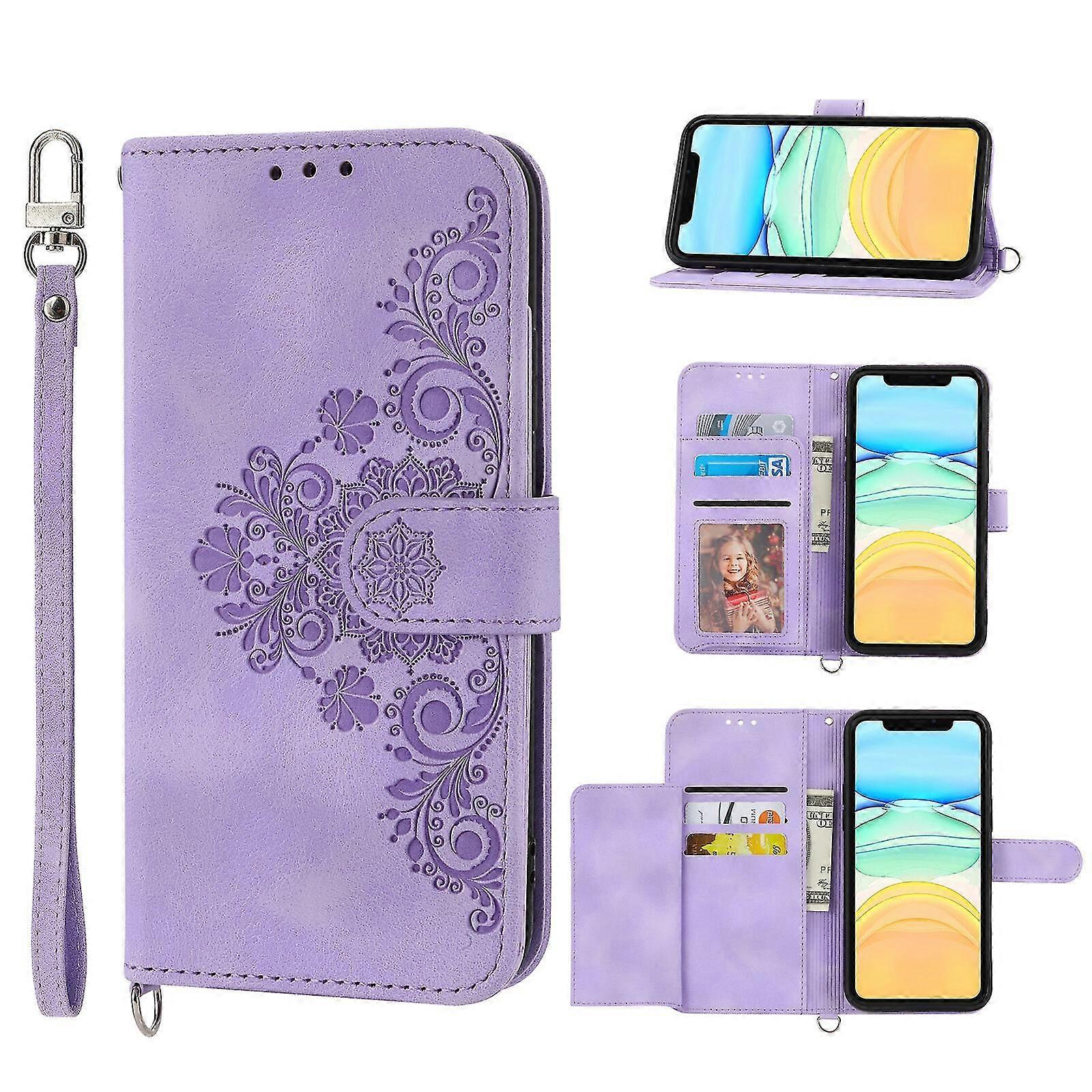 For iPhone 12 Mini Case, Leather Wallet Flip Case With Strap