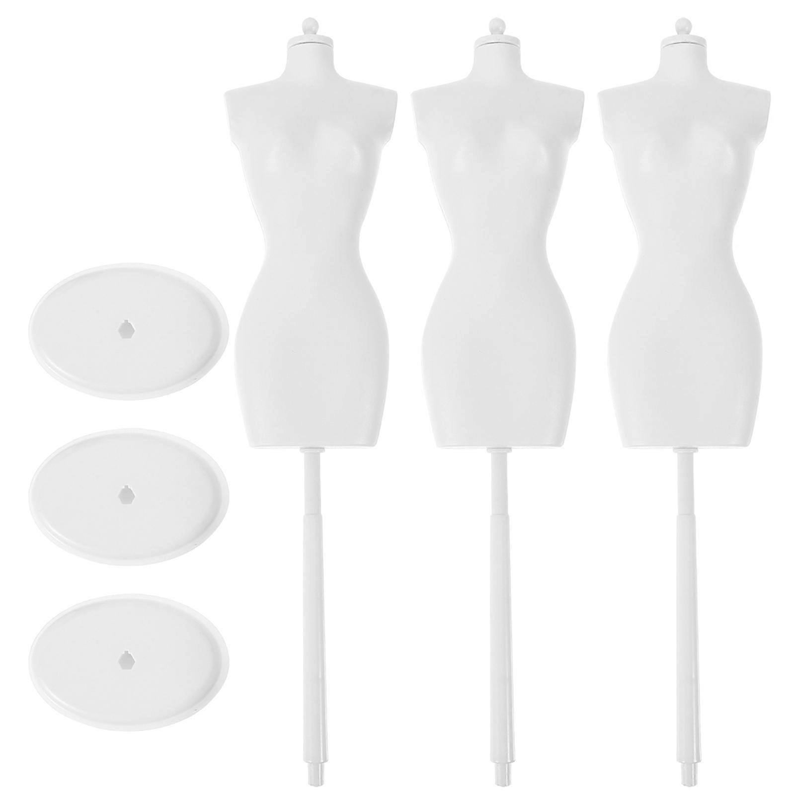 Standing Mannequin Mini Doll Garment Display Support Holder Suitable For Children With Material In White Color 3Pcs