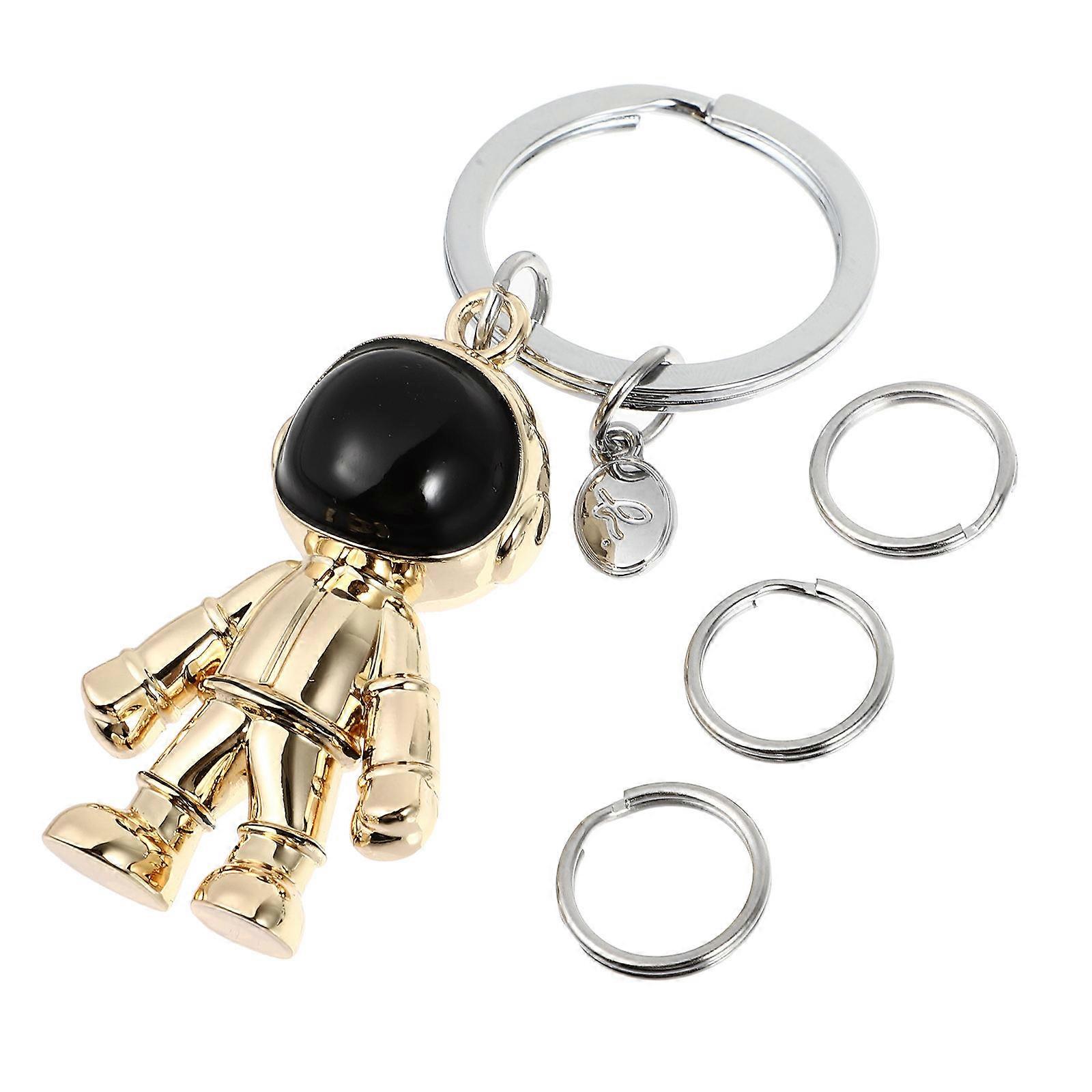 Durable Space Robot Key Ring Keychain Designed for Gift Giving with Chic Golden Finish 1Pcs