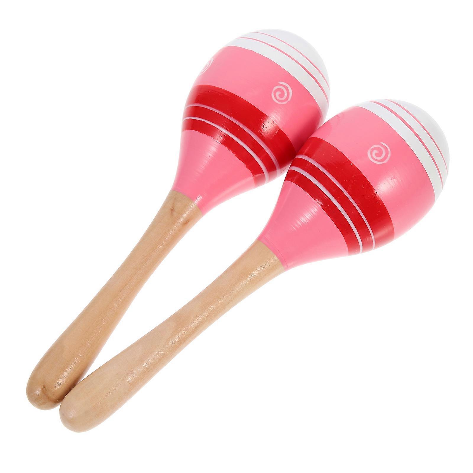 Kids Instrument Toy Red Wooden Maracas For Playtime 20x5.8cm Hand Grip Exercise 1 Pair