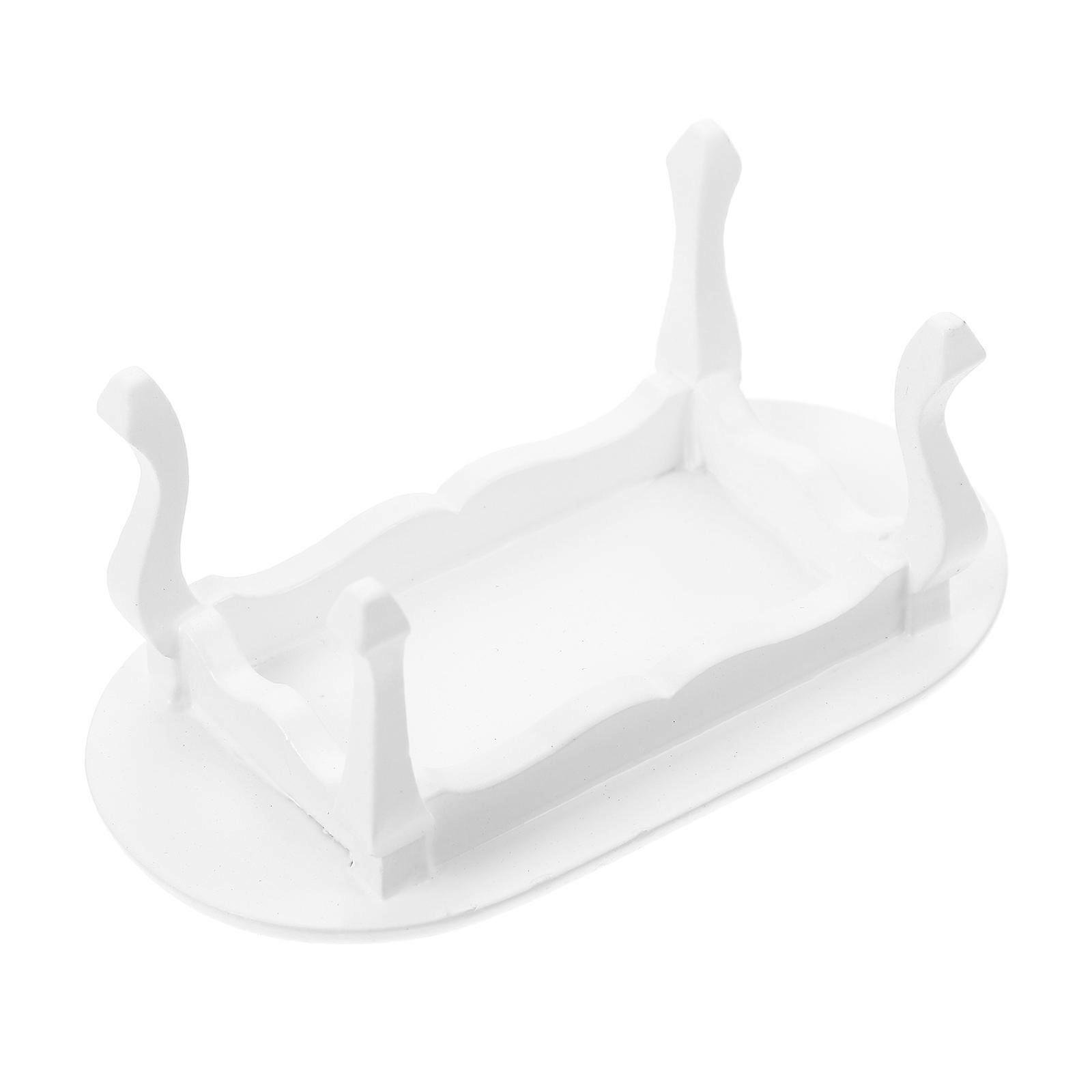 Mini Coffee Table Model Retro Design White Oval Mini House Accessories 1 Pcs