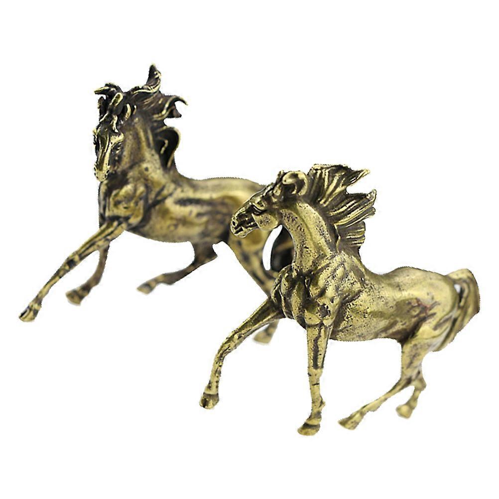 Retro Solid Brass Horse Statue Running Ornament Desktop Decoration Dynamic Carved Sculpture Feng Shui Gift