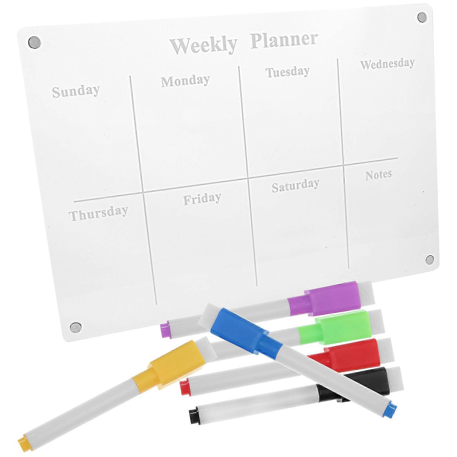 Kuivapyyhkivä viikkokalenteri jääkaappiin sopii matkakoulun aikuisille 11,67x8,25x0,39 tuuman kannettava 1 sarja