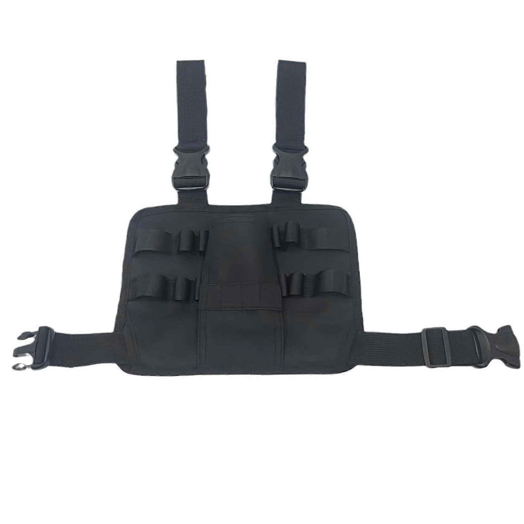 Strap Tool Bag 11 x 8 Inch Multipocket Black Oxford Fabric Tool Bag for Belt with Leg Strap for Electricians, Plumbers, Repairs and More