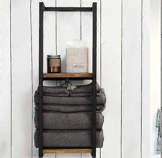 Extendable No-Drill Towel Rack With Self-Adhesive Shelf Wall Mounted Bathroom Organizer