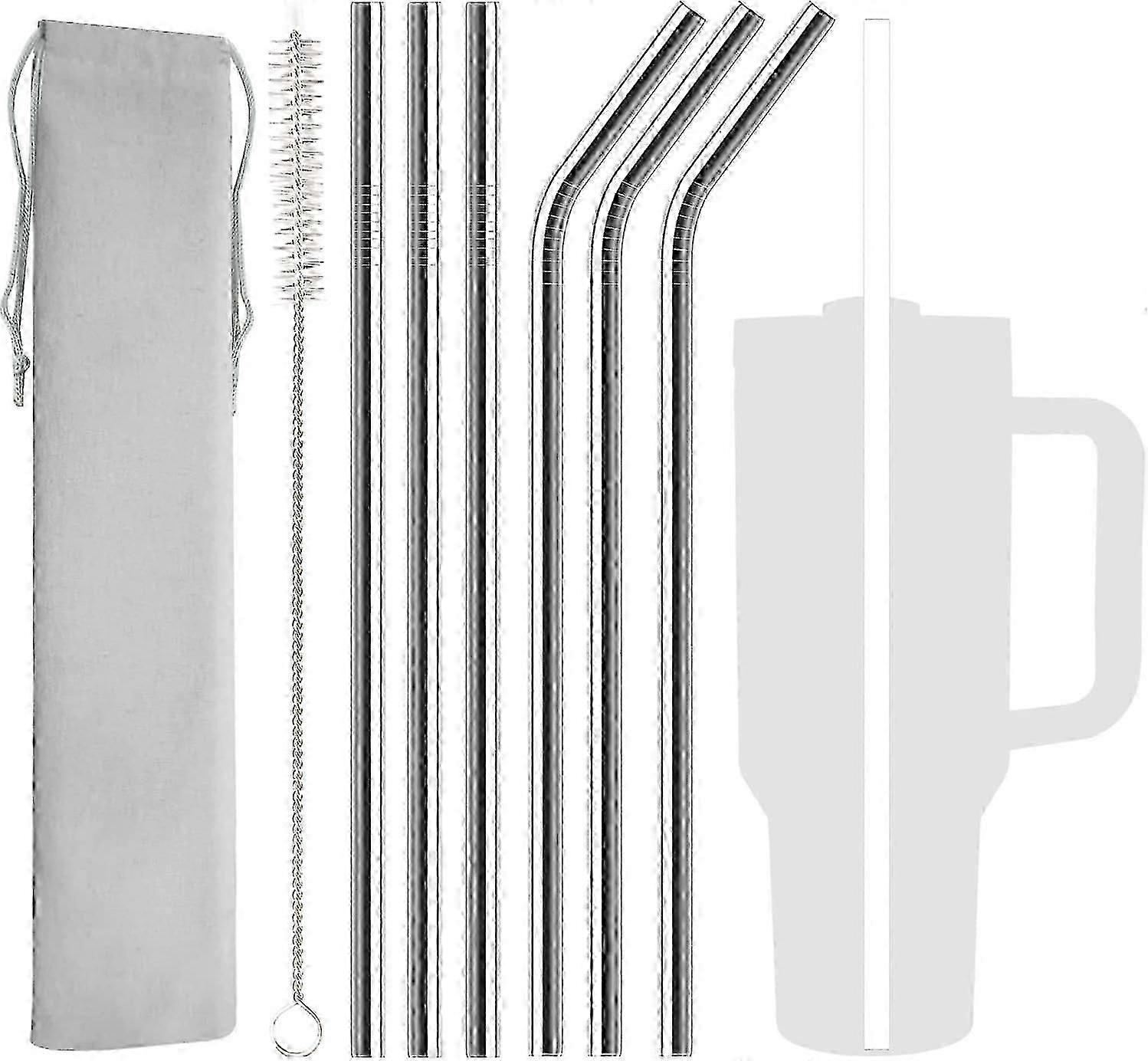 6 Pack Steel Straw Replacement 40 oz για Adventure Travel Tumbler, επαναχρησιμοποιήσιμα καλαμάκια με βούρτσα καθαρισμού