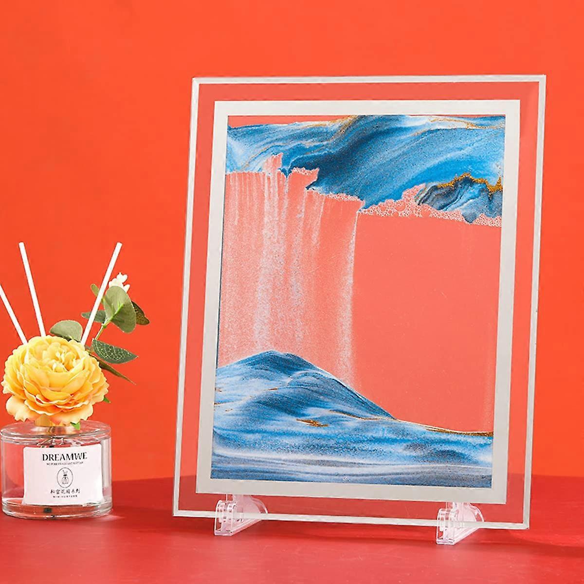 Dynamic 3D Sand Art Liquid Motion Moving Image Square Glass Deep Sea Sand Landscape Display