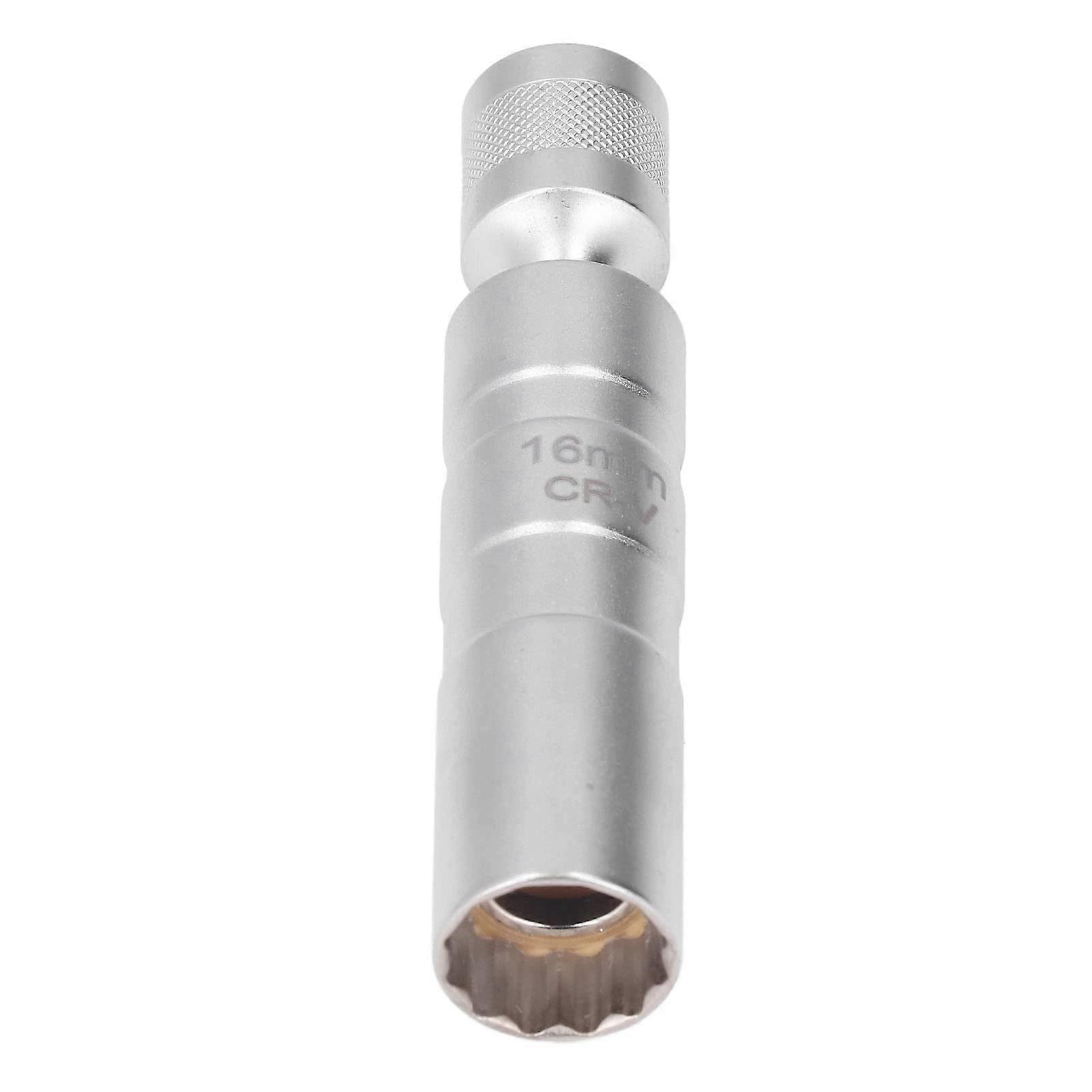 Rostproofed Chrom Vanadium Steel Spark Plug Socket Magnetic 3/8 Inch Thin Wall 12 Point Tool 16 mm / 0.63 Inch