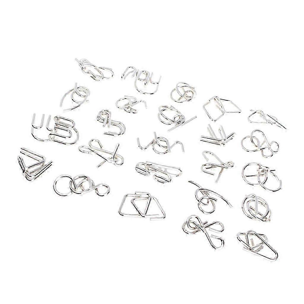 24Pcs/Set Brain Puzzles Chinese Ring Puzzle Toy Intelligence Buckle Lock Toy IQ Toys IQ Test Mind Game Toys Magic Trick Toys
