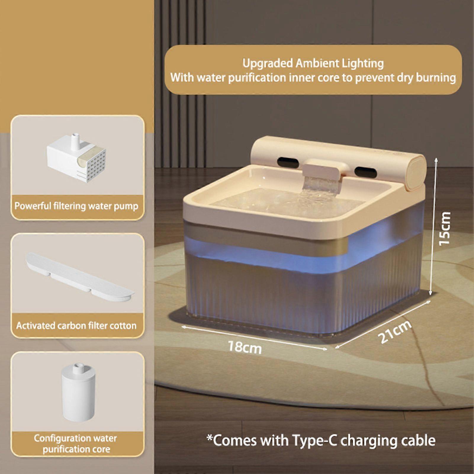 Wireless Cat Water Fountain Battery Operated 4L For Pets Dog Cat Water Dispenser Filter Chip Water Purification Core