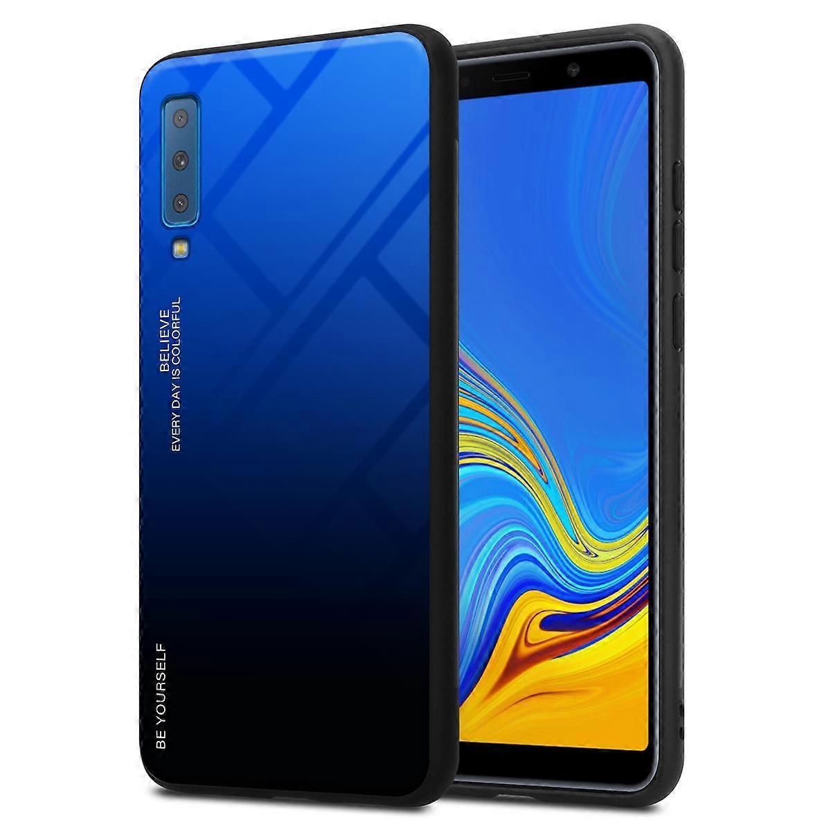 Samsung Galaxy A7 2018 TPU Case - Back Cover with Protective Glass - Two-Tone