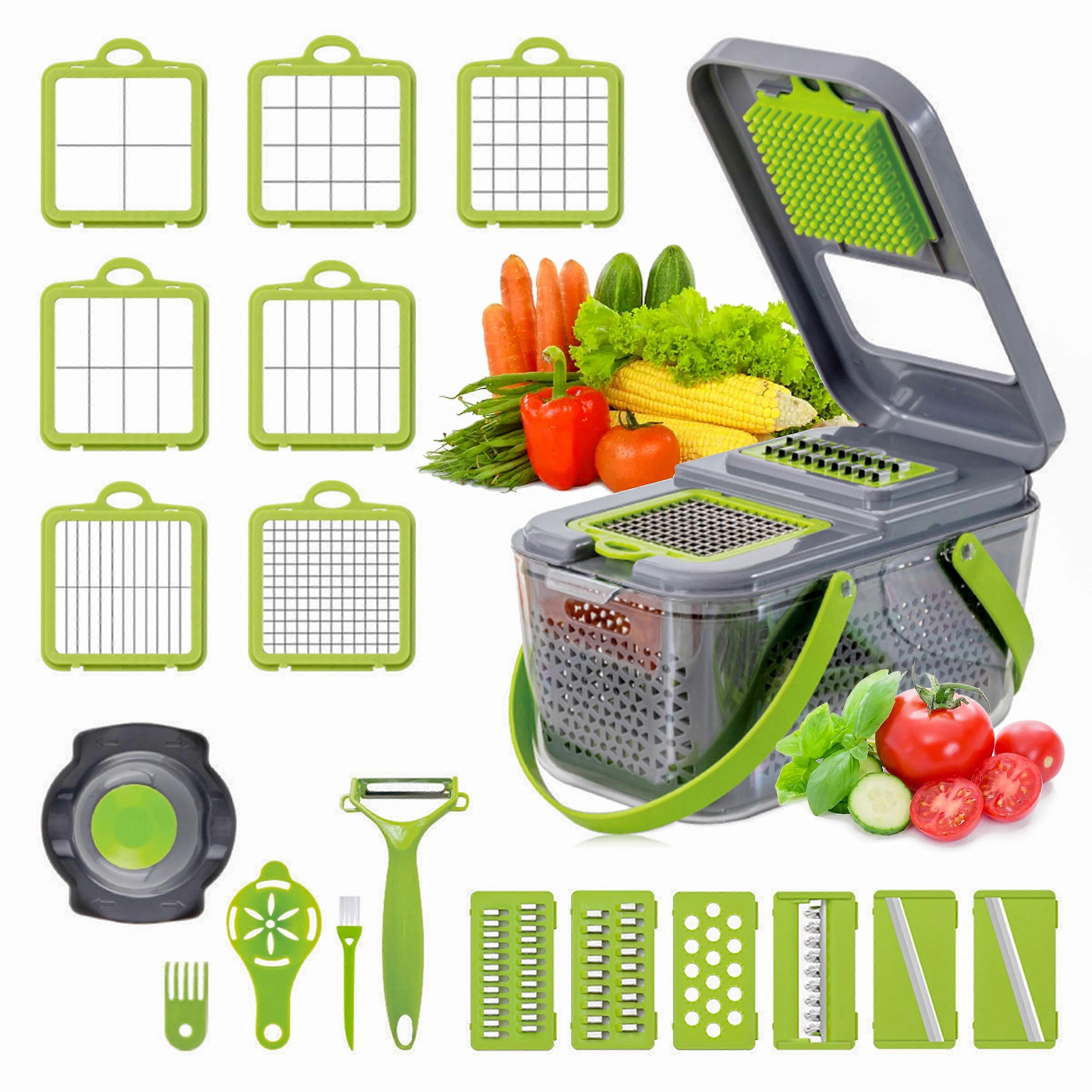 22-Piece Vegetable Chopper with Container, Slicer, and Dicer Set