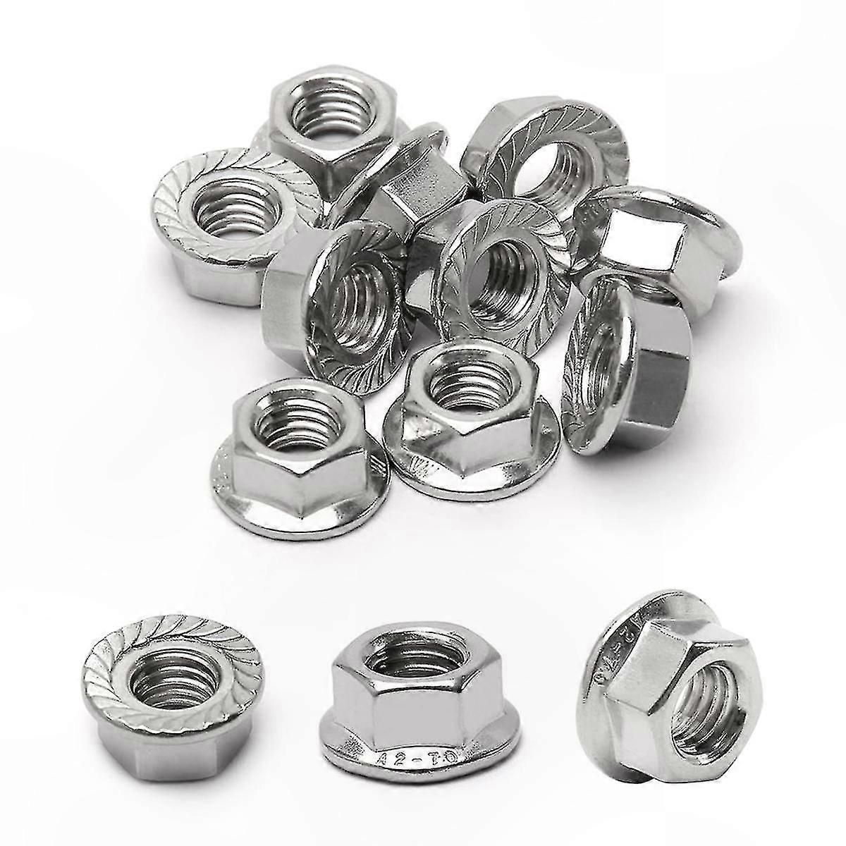 16-Pack M10 Serrated Flange Hex Nuts, 1.5mm Thread, Locking Hexagon Flange Nuts for Secure Fastening Applications