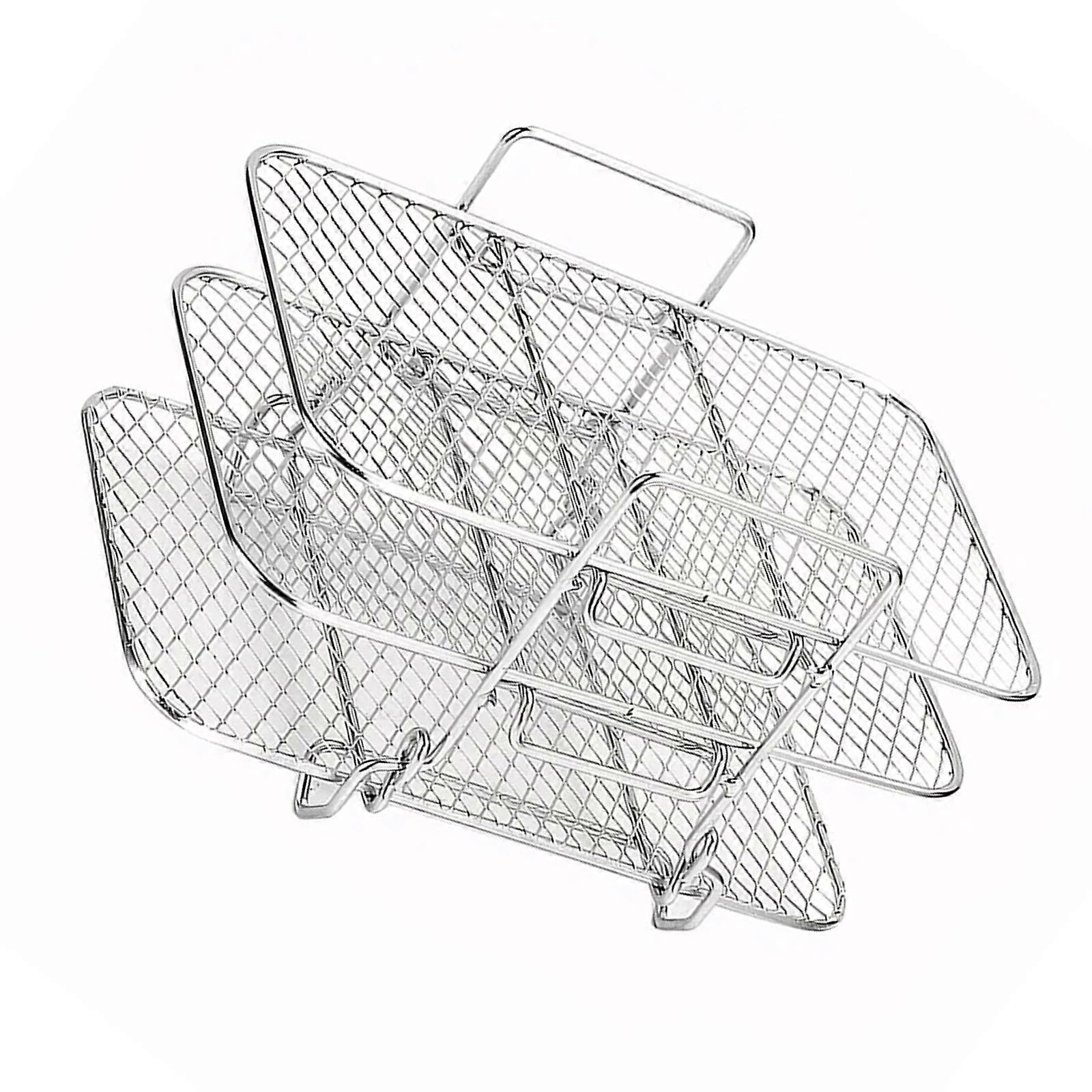 304 Stainless Steel Cooking Grate 3 Layer Air Fryers Accessories Multipurpose Cooking Rack For Baking Roasting Steaming Multicolor