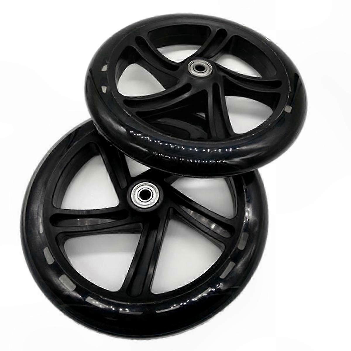 200mm Polyurethane Scooter Wheels Transparent Black Replacement Set of 2