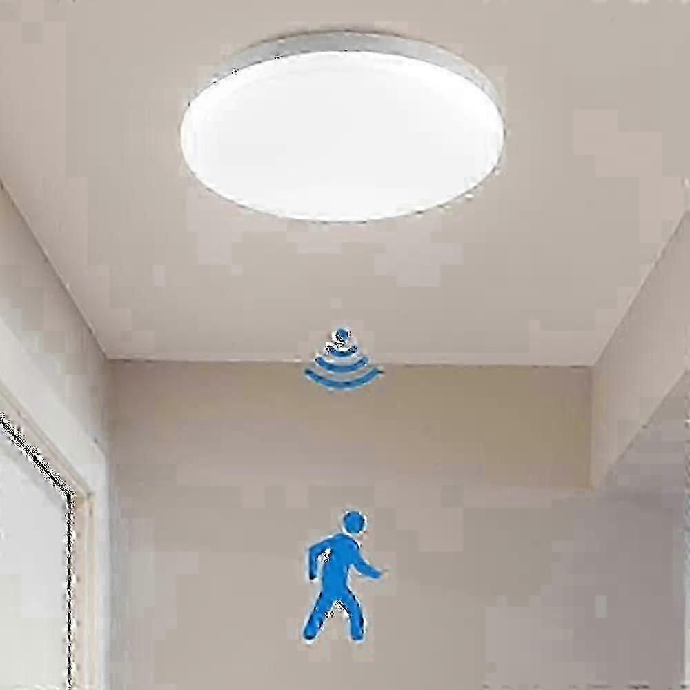 2025 LED Ceiling Light with Motion Sensor for Hallway and Garage, 30cm White Finish for UK Homes