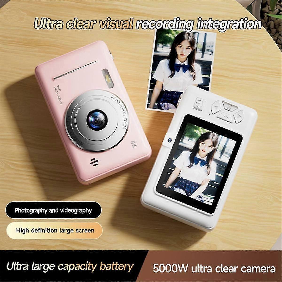 4K retro style digital camera with 50MP and dual flash