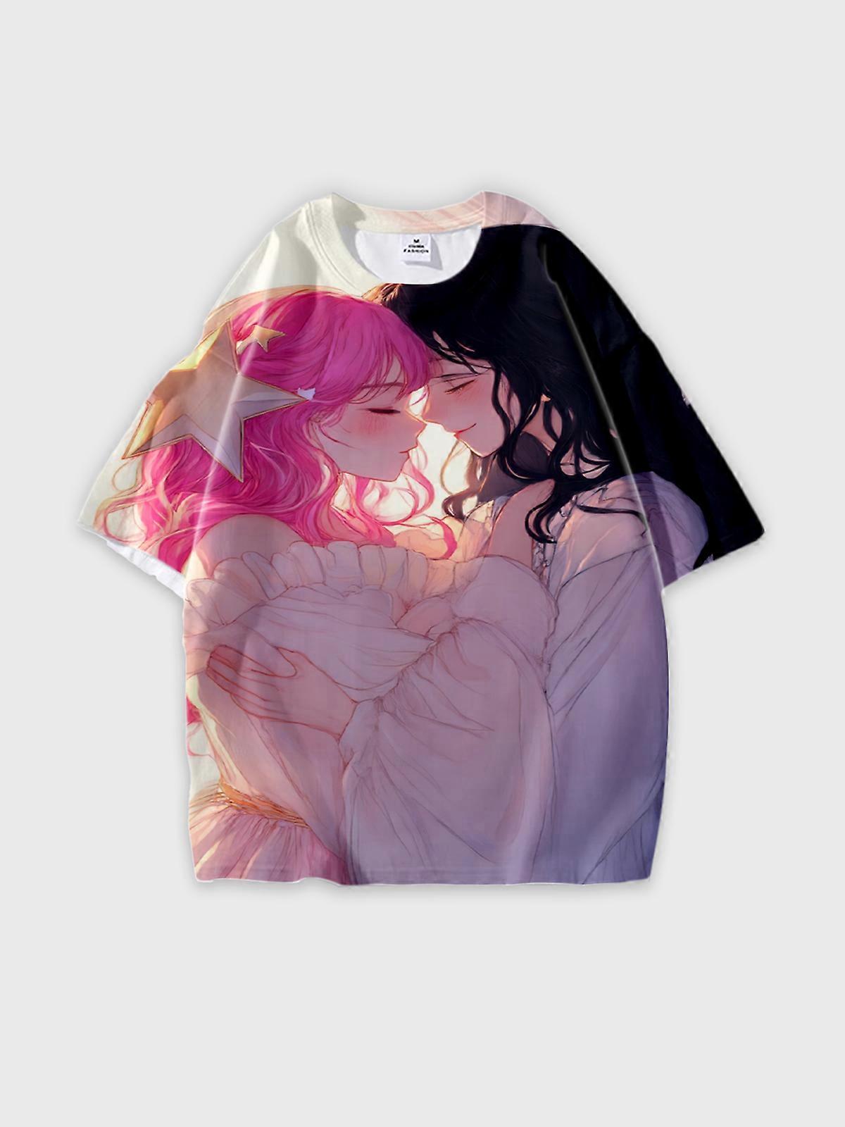T-Shirt Short Sleeve Round Neck, Summer Casual Loose Graphic Tee, Unisex Pattern V2482
