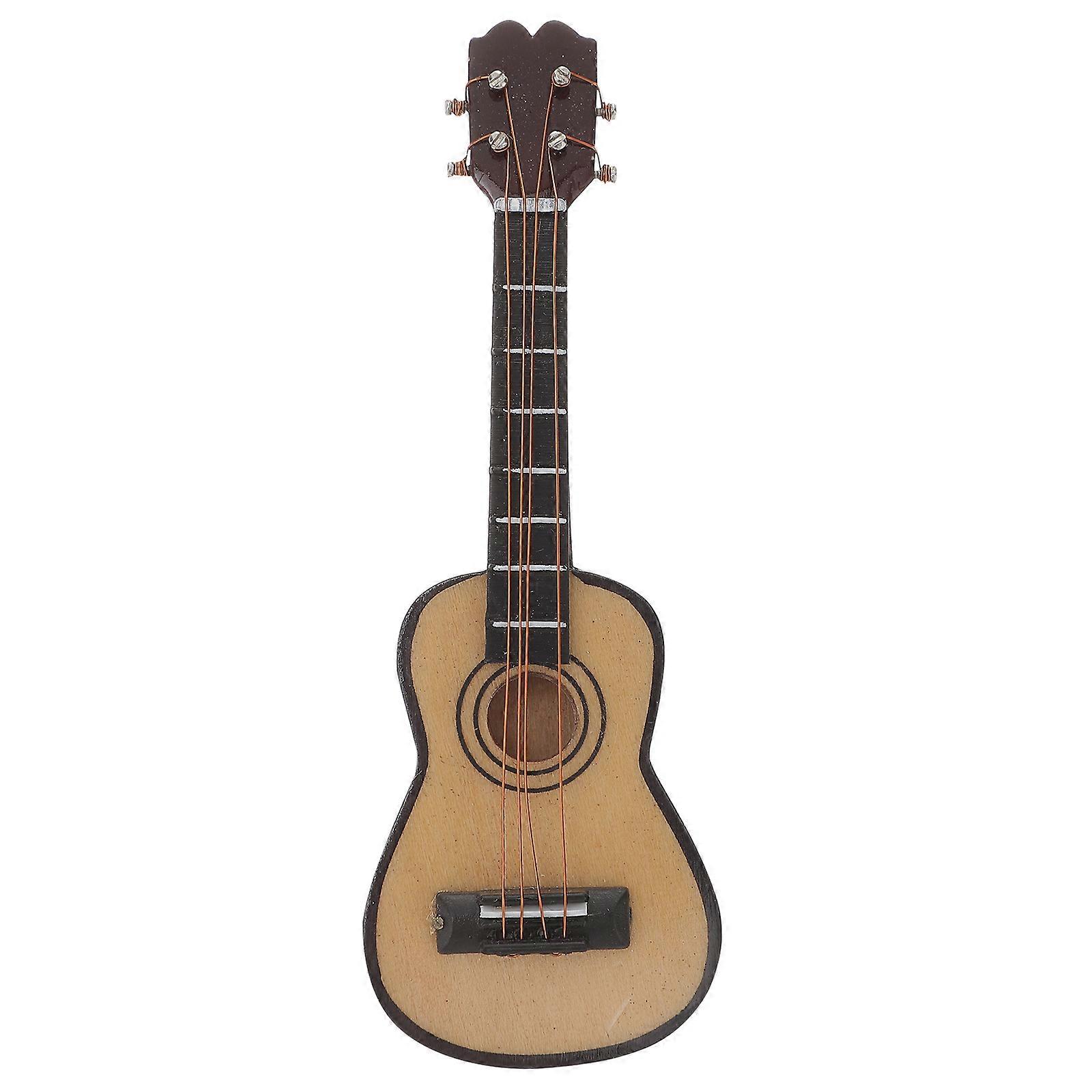 Khaki Mini Guitar Decoration for Home Made of Synthetic Material Easy to Install