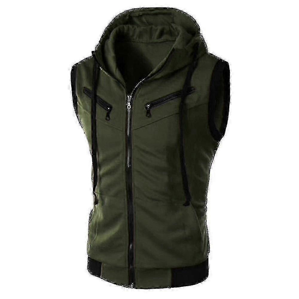Homens Zip Up Sem Mangas Colete Com Capuz Colete Com Capuz Moletom Jaqueta Colete Top s202412246590z