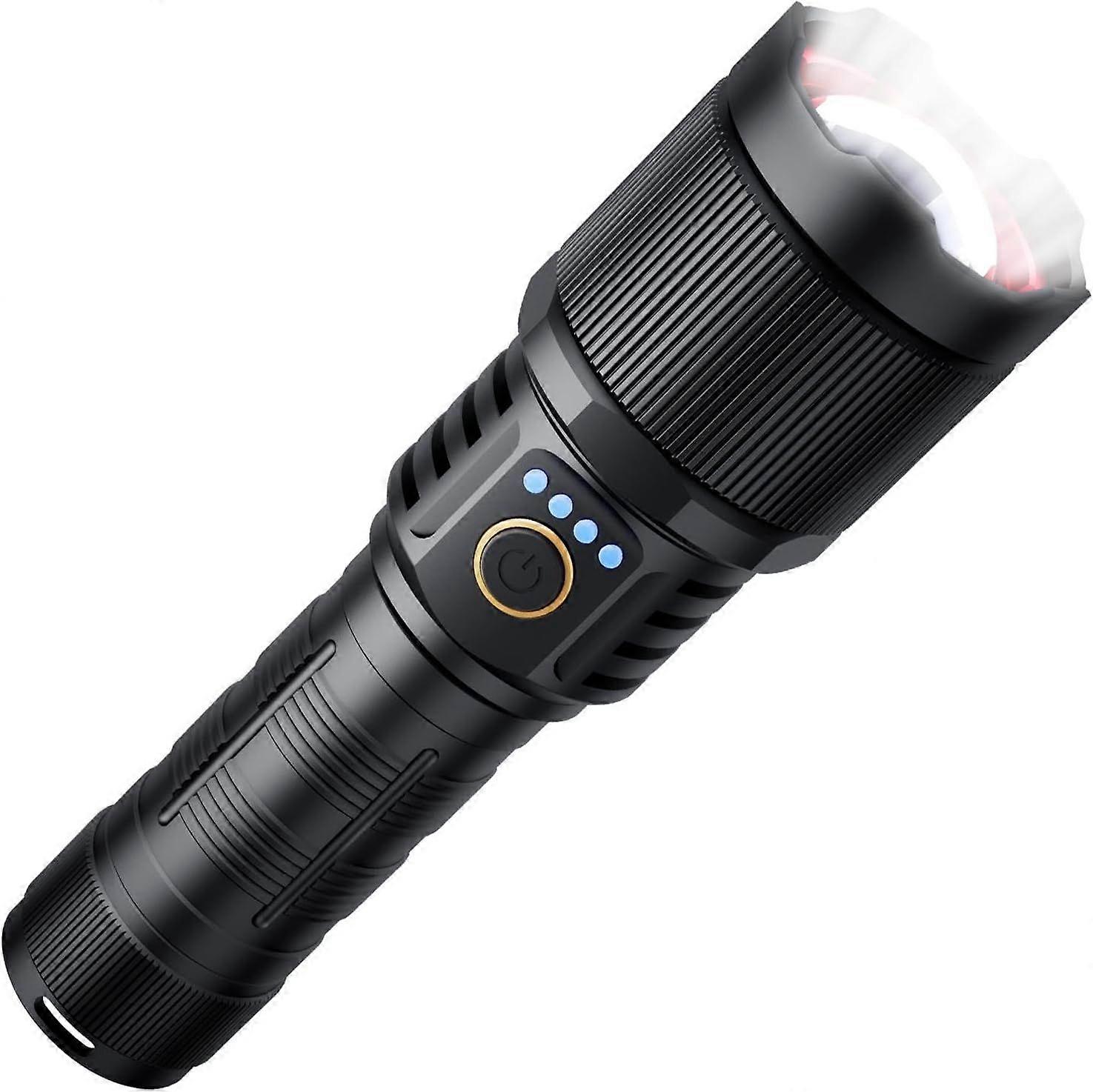 Bright LED Flashlights Rechargeable, Powerful Tactical Flashlight High Lumens with Zoomable Waterproof Handheld Flash Lights for Camping Emergency Hun