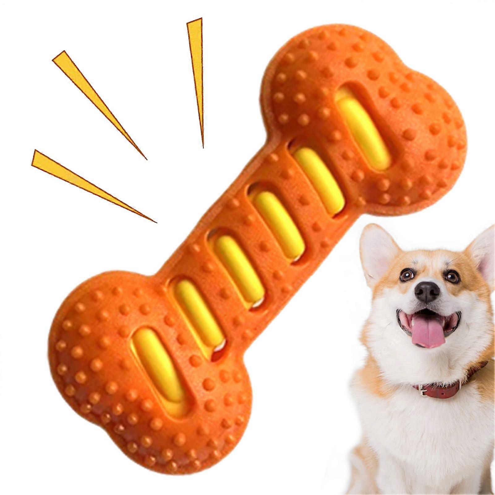 Squeaky Dog Toy Bone Dog Toy, Interactive Chew Toy For Boredom Relief, Puppy Teething Education, Orange