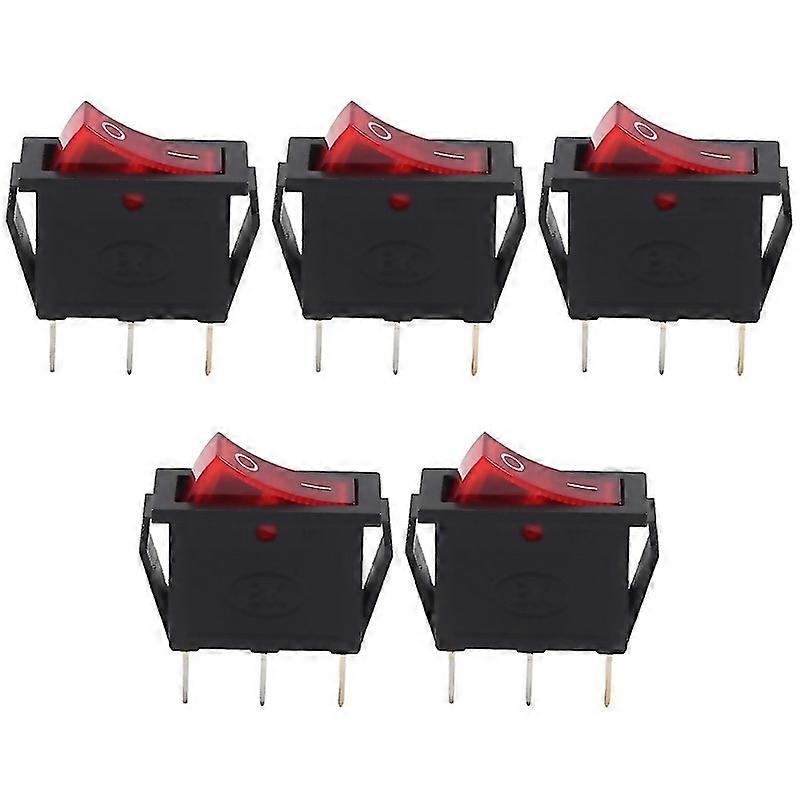 For Ac 16a250v 20a125v Light Illuminated On Off Spst Boat Rocker Switch X 5 Pcs Red