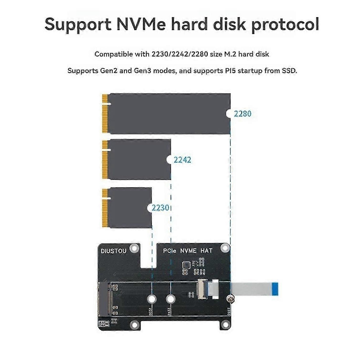 PCIe to M.2 M Key Adapter NVMe Expansion Board for 5 2230 2242 2280 M.2 M Key NVMe SSD Support PCIE Gen2