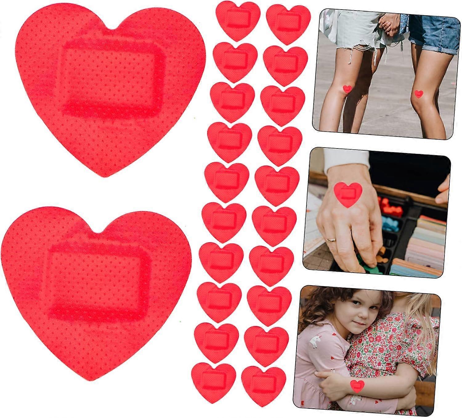 Heart Shaped Hemostatic Patches 50Pcs Set Breathable Wound Care Bandages Strong Adhesion Air Permeability Cartoon Style