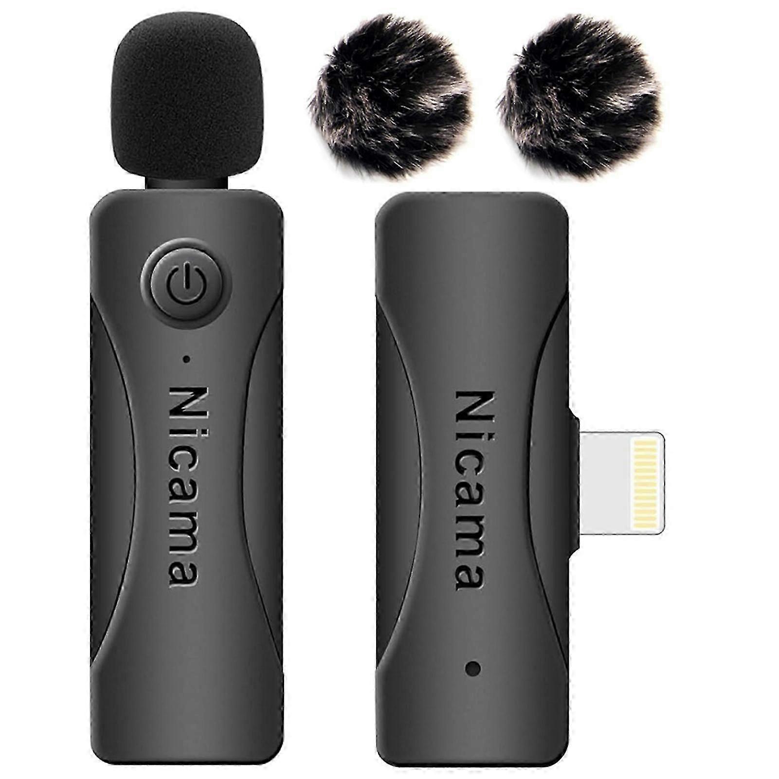 AS12 Wireless Lavalier Microphone Clip on Microphone with Noise Reduction for Video Recording Interviews Vlog