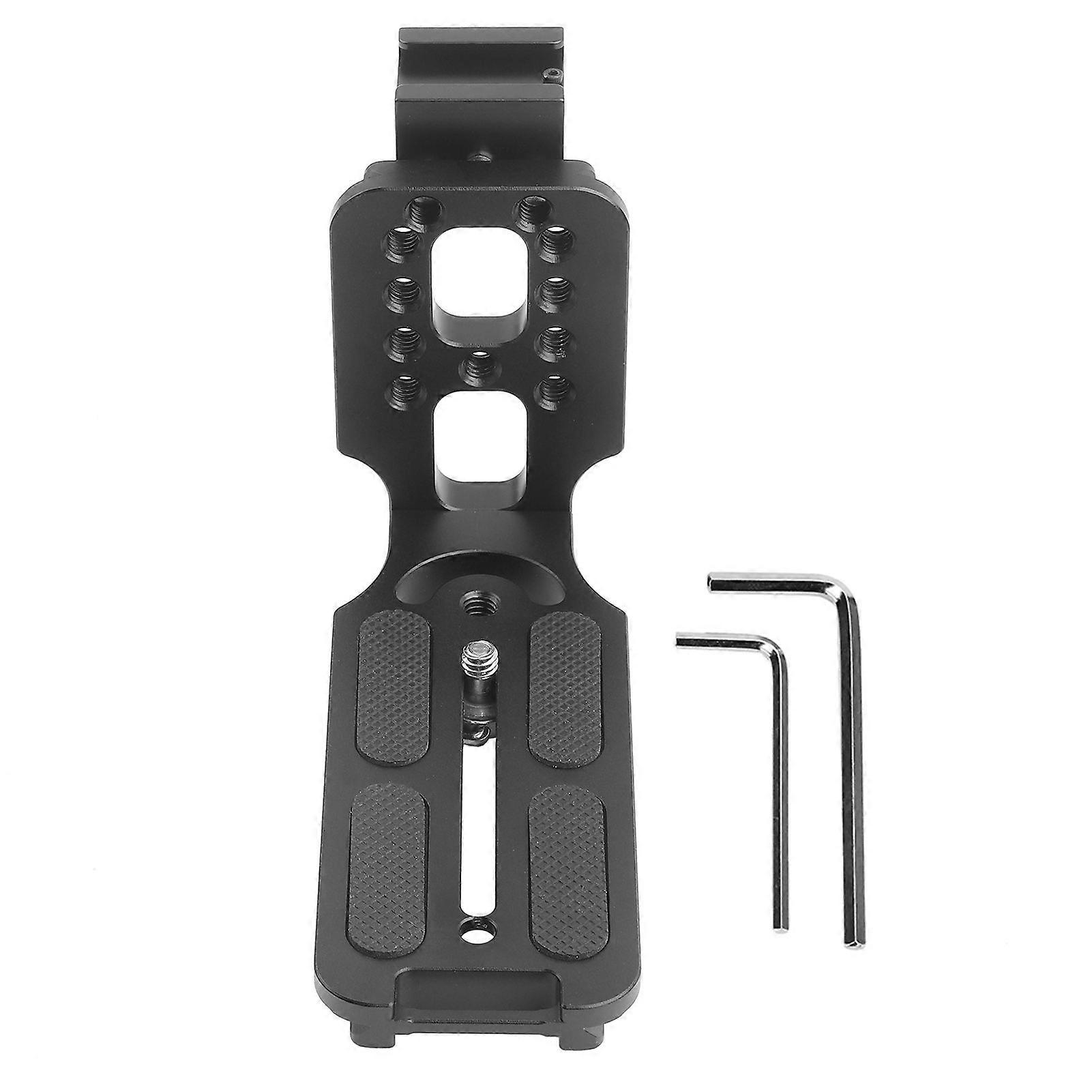 Universal Metal L shape Quick Release Plate with Hot Shoe Mount for Hydraulic Ballhead SLR Camera(black )