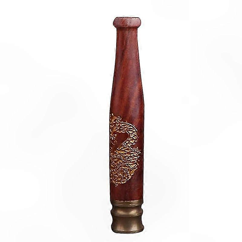High-Quality Vintage Dragon Design Carved Rod Filter Cigarette Mouthpiece with Ebony Finish and Intricate Pattern Holder