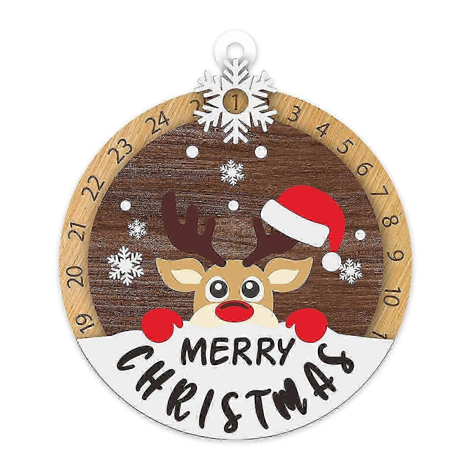 Christmas Advent Calendar Hanging Wood Cow Reindeer Decorations Countdown Days Until Christmas Sign for Front Door Home Wall Decor Qinghai