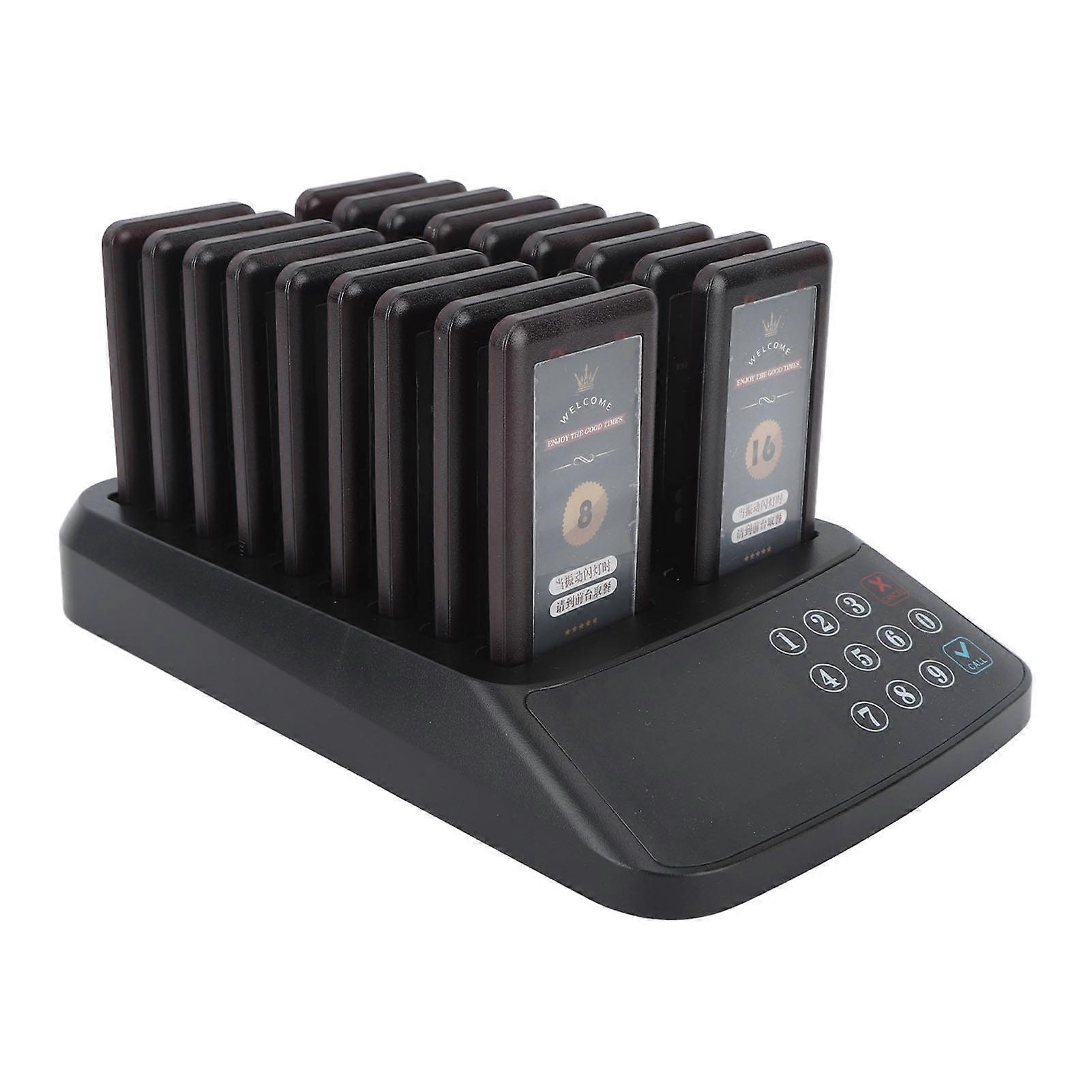 Wireless Restaurant Pager System 18 Ext, Matte Black, 105x53x12mm
