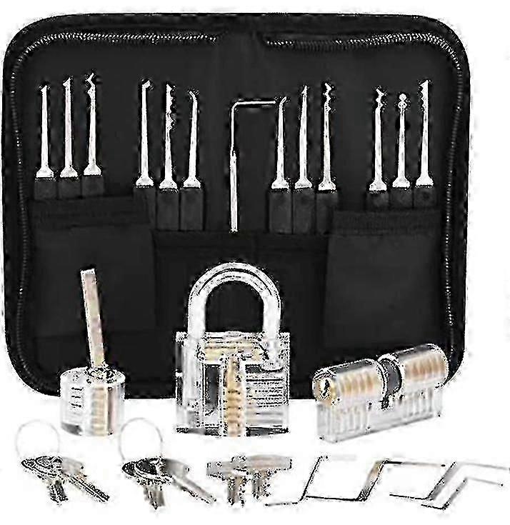 25-Piece Lock Picking Practice Kit with 3 Clear Locks - Essential Tools for UK Enthusiasts