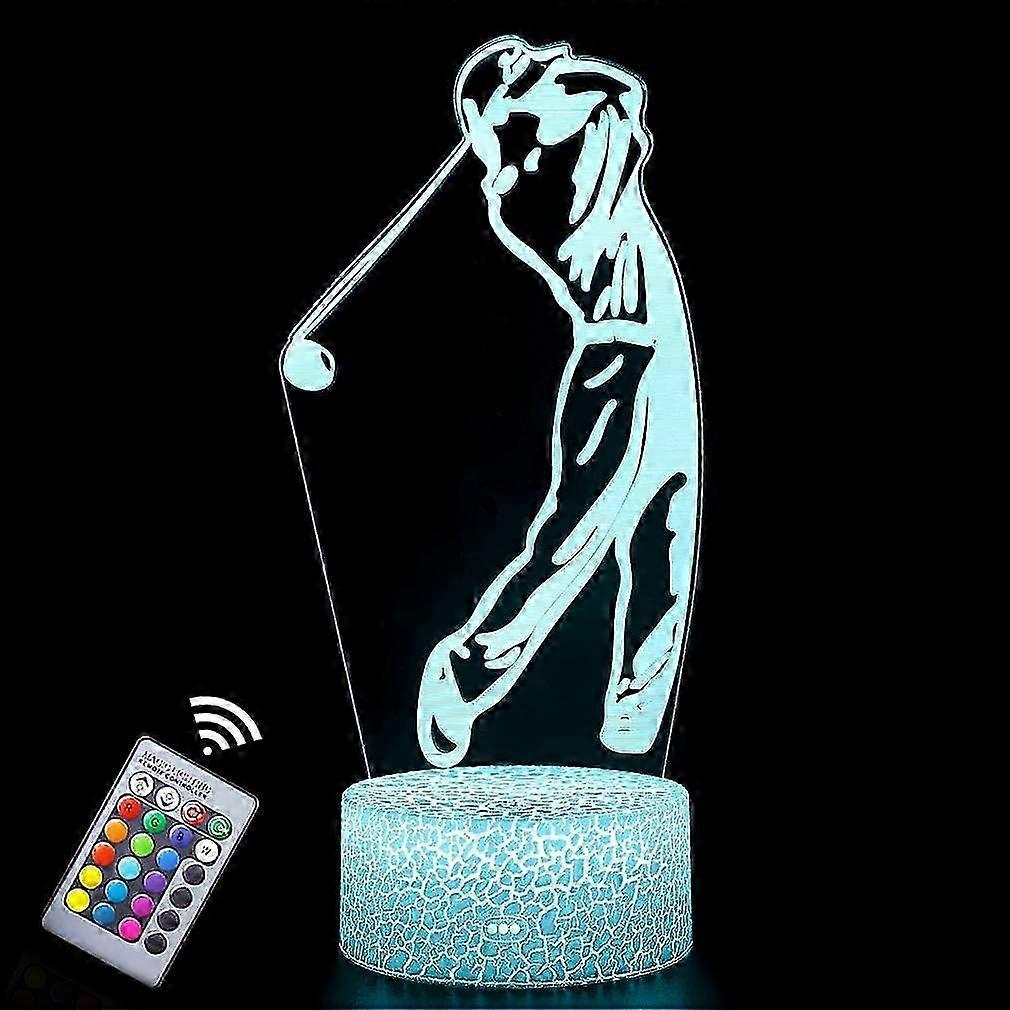 Golf Night Light for Boys, LED 3D Illusion Table Lamp with Remote Control, 16-Color Changing Night Lamp for Bedroom Decoration