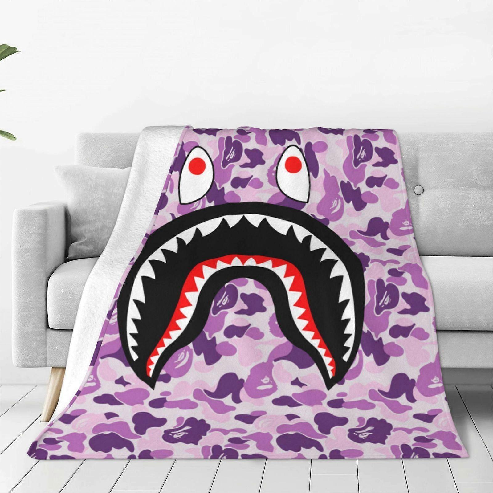 v334 Camouflage Bape Shark Flannel Blanket 3d Printing Anime Throw Blanket Unisex Super Soft Plush Blanket For Bedding Sofa 40X30"" hy334