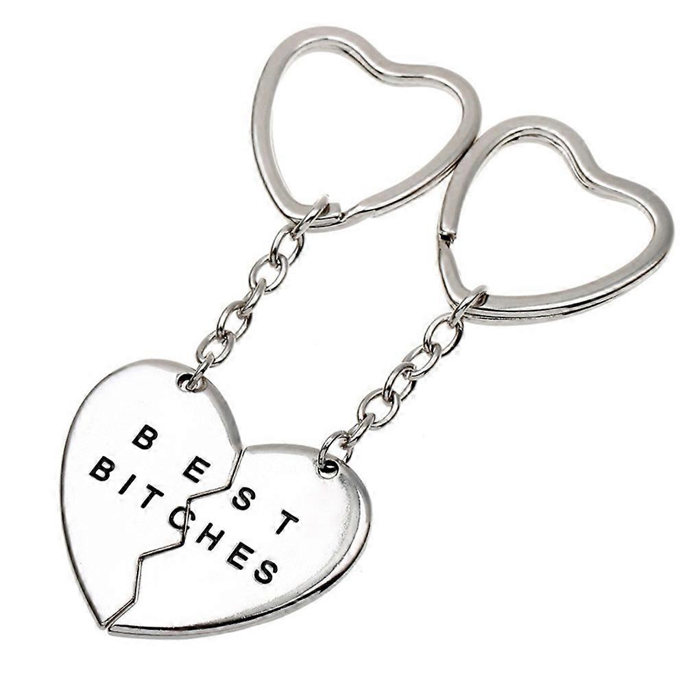 Engraved Keychain Best Split Heart Pendant Ring to Hold Keys