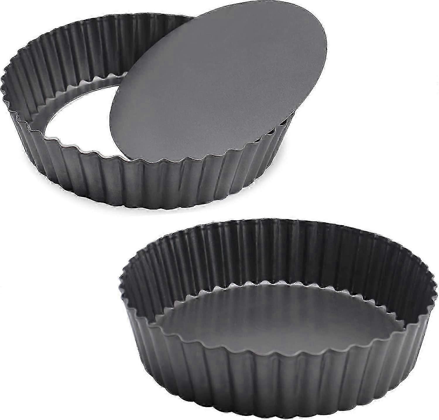 2 Paket Yapışmaz Tart Tavası, Kiş Tavası, Karbon Çelik Çıkarılabilir Gevşek Tabanlı Derin Çanak Turta Tavası (11 In)-sfygv