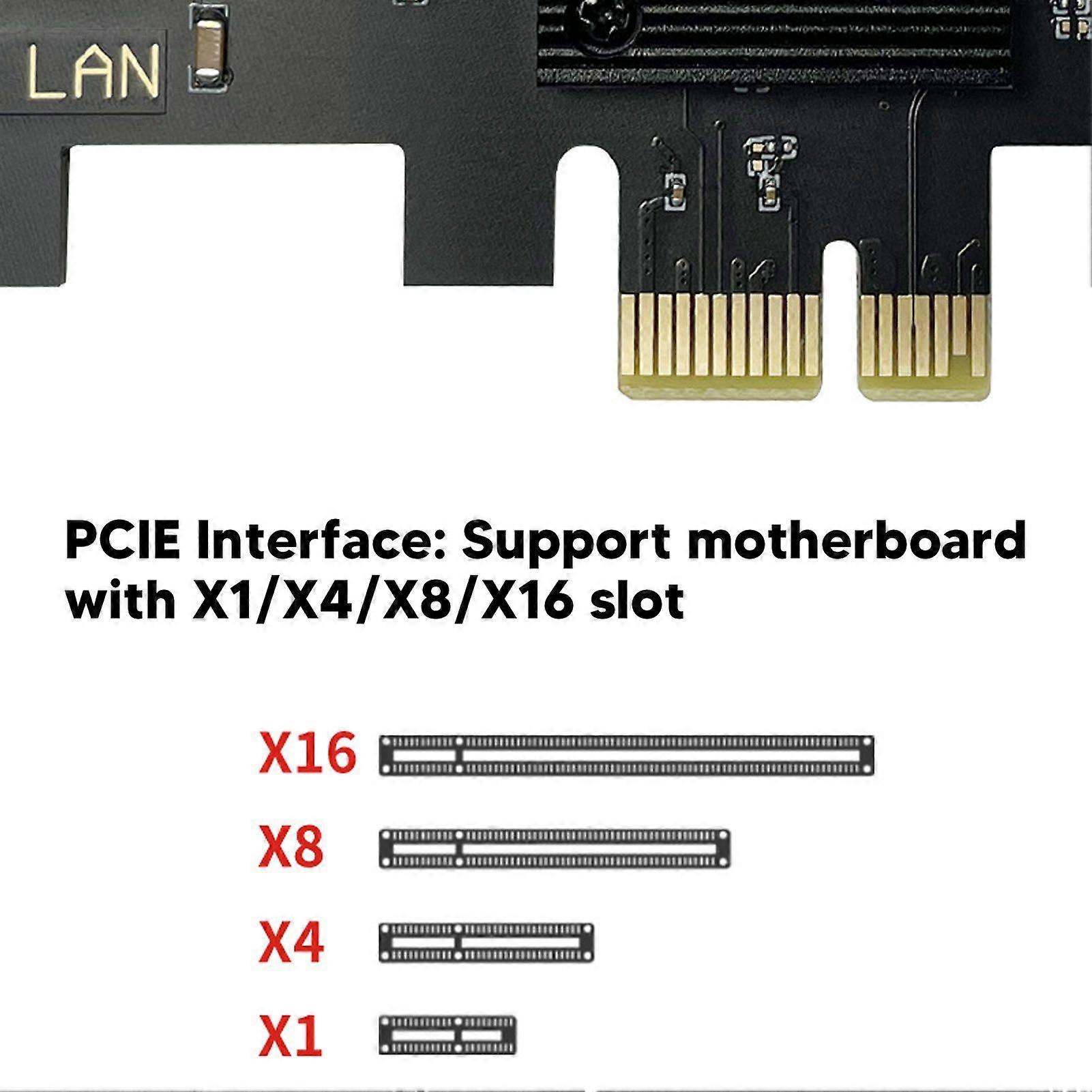 PCIe Network Card 10/100/1000/2500Mbps Gold Plated Pin Aluminium Alloy Gigabit Ethernet Card for Desktop Gaming Server