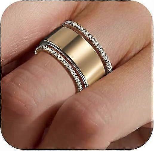 2-Pack Gold Plated Stackable Rings for Oura Gen 4/Gen 3, Women's Simulated Diamond Ring Set with Cubic Zirconia Stones