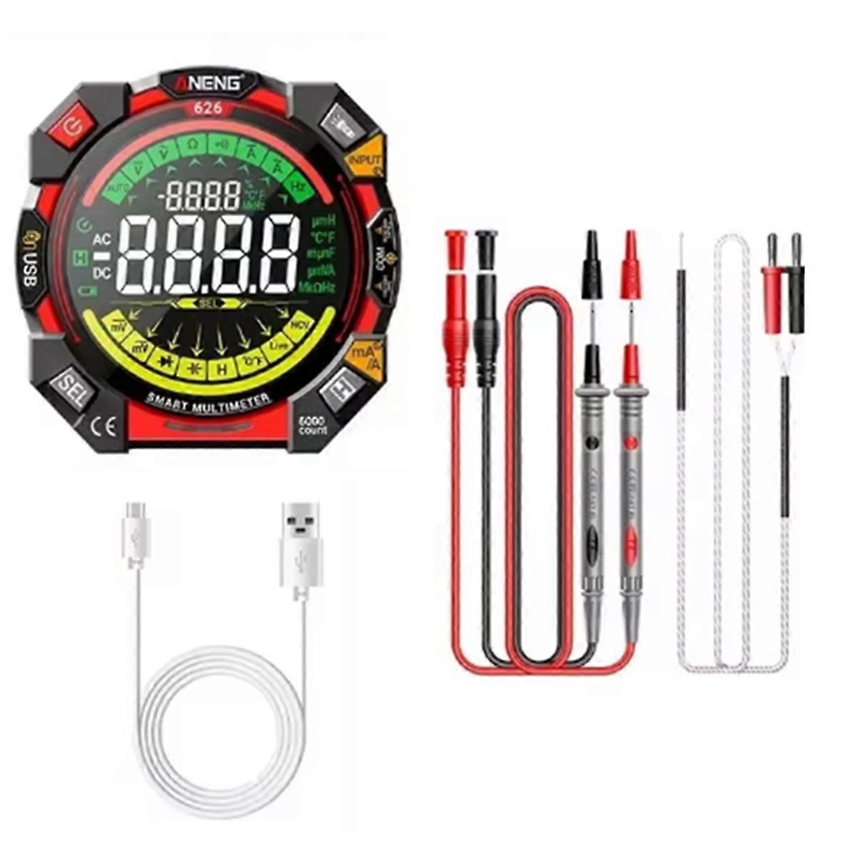 626 Multitester 600V Voltage Test 6000 Counts Multimeter Portable Ohmmer Current Meter Rechargable USB Detector Tools