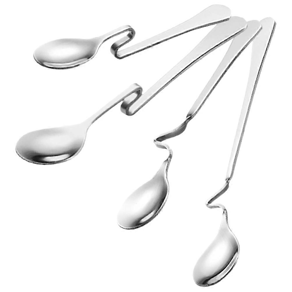 Stainless Steel Spoons Honey Spoons For Beverage Preparation Assorted Color V-shaped Hook Stirring 12Pcs