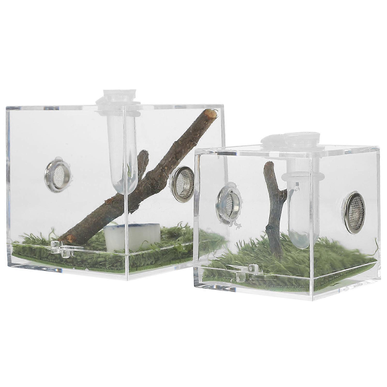 4Pcs Acrylic Insect Boxes Square Feeding Box For Pets 5.2X5.2X5.2Cm Breeding Jumping Spider Box