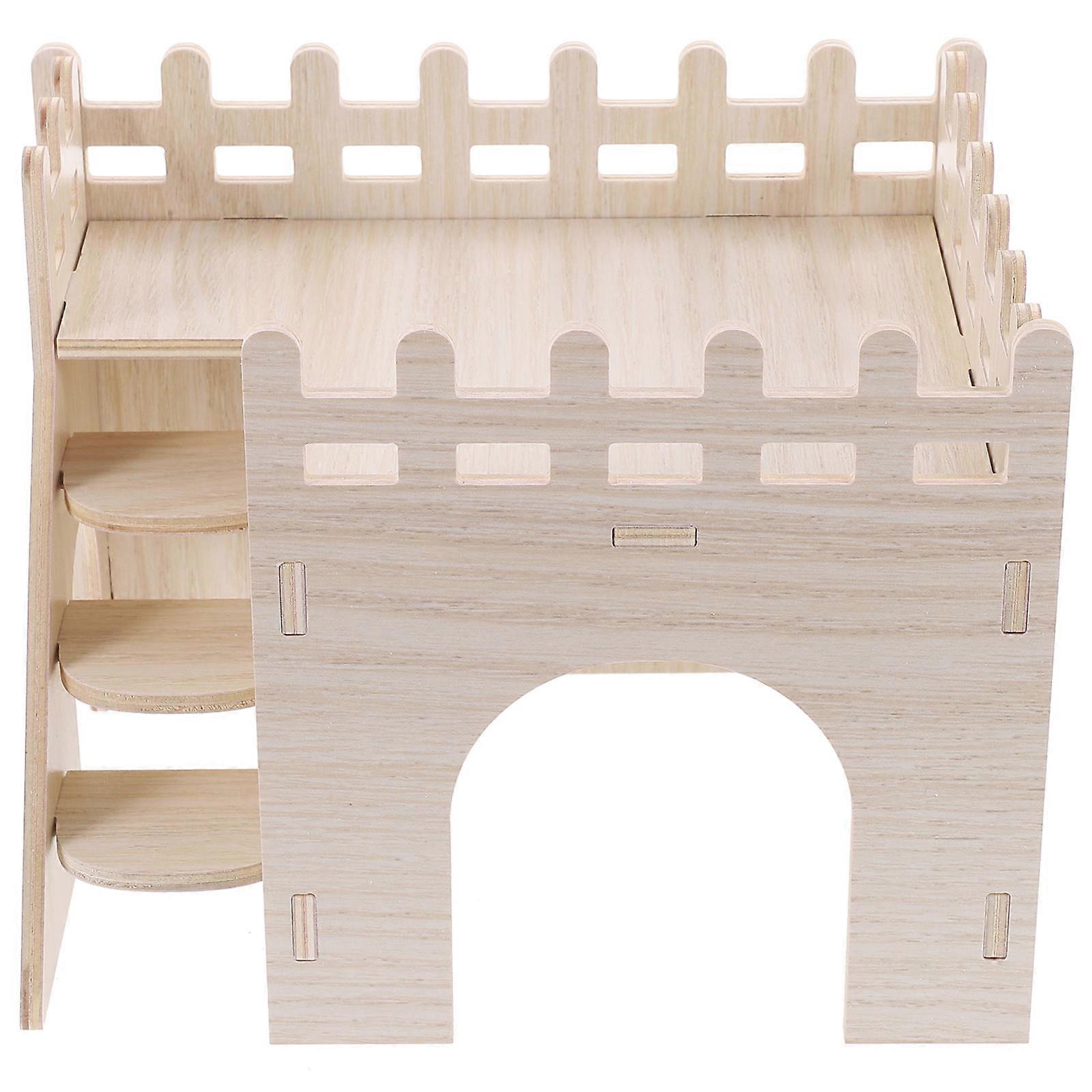3Pcs Practical Nesting Toy Wooden House For Hamster And Chinchilla Hiding 20x15x15cm