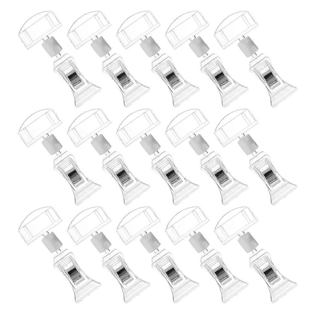 Label Holder Stand Rectangular Sign Display Clips Retail Environment Easy to Use Sleek Design 15Pcs