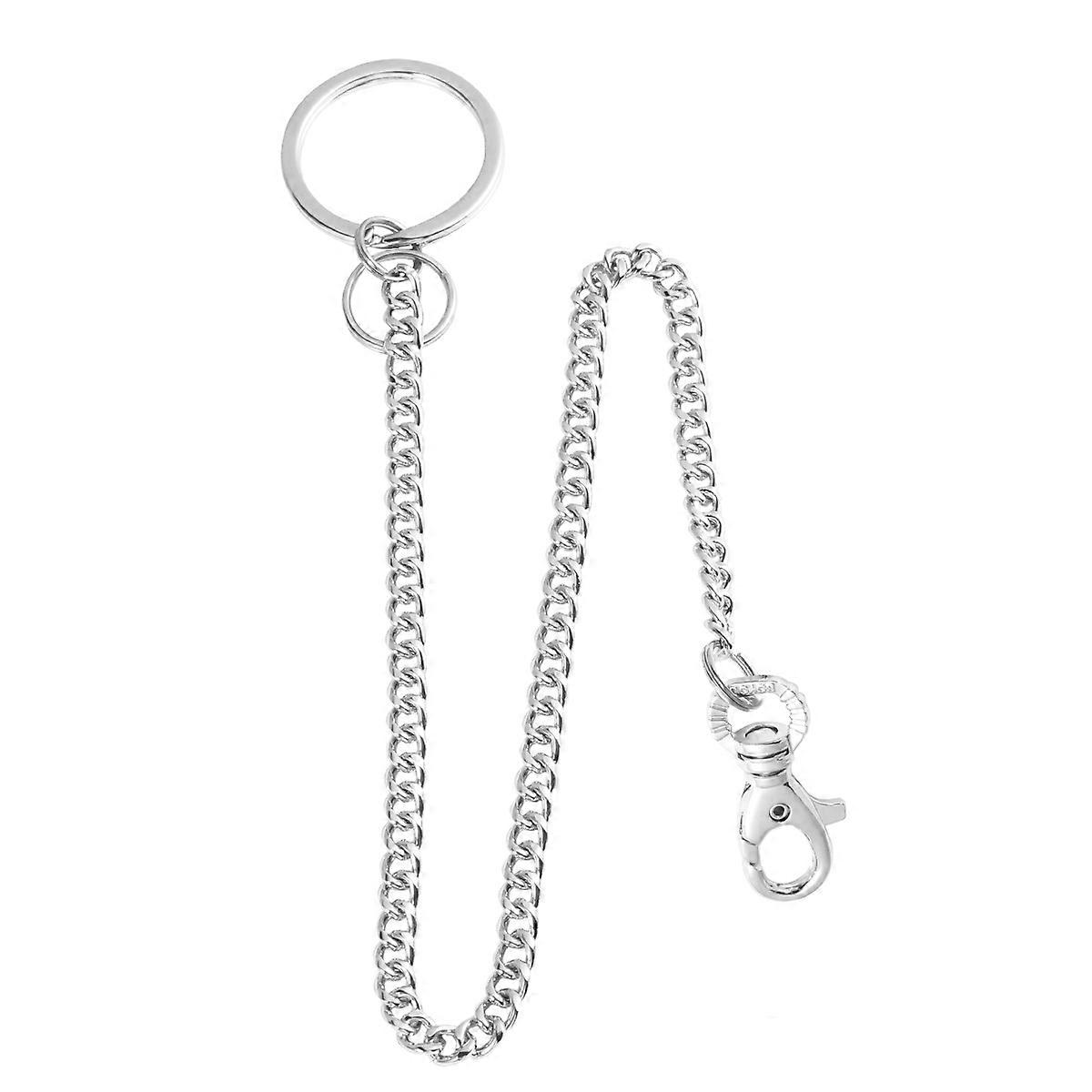Silver Waist Key Chain for Men Durable 2Pcs Stainless Steel Long Chain
