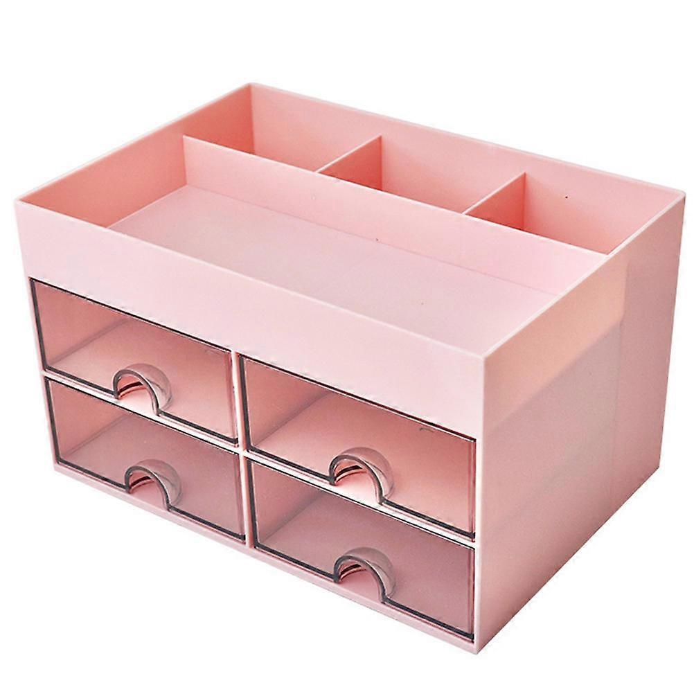 Multi-Function Desk Organizer Pink Plastic Storage Box for Office Use 2Pcs