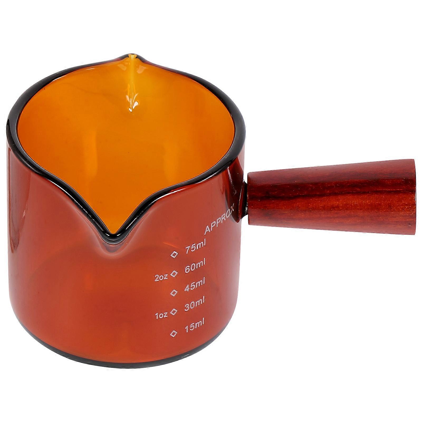 Household Glass Pitchers with Wood Handle for Measuring 4Pcs Brown Set
