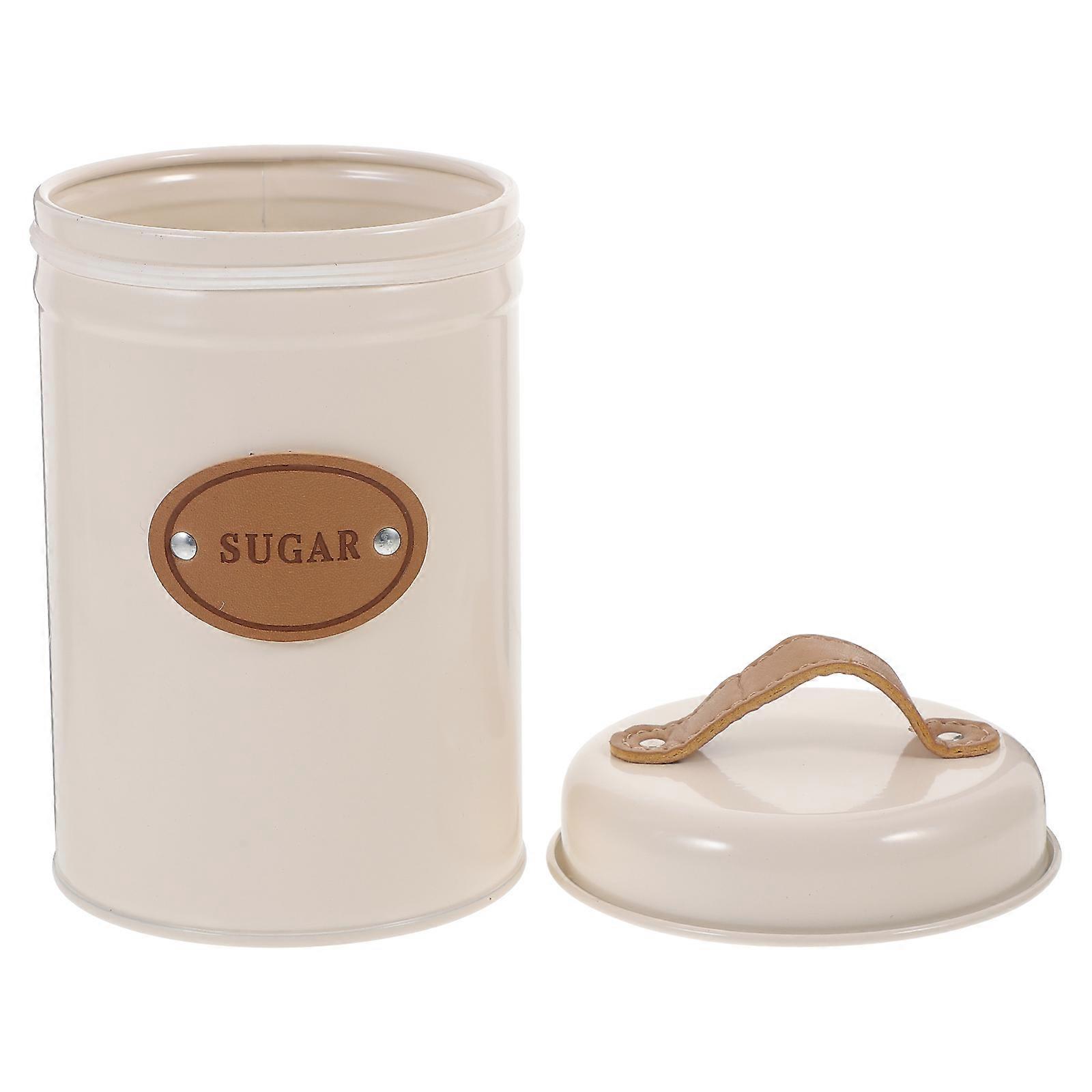 Coffee Sugar Canister Metal Holder for Home Use Beige